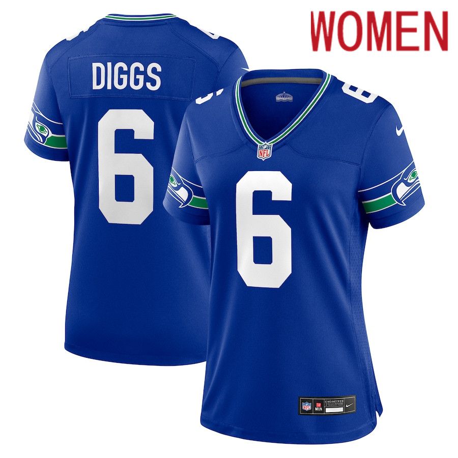 Women Seattle Seahawks #6 Quandre Diggs Nike Royal Throwback Player Game NFL Jersey->women nfl jersey->Women Jersey